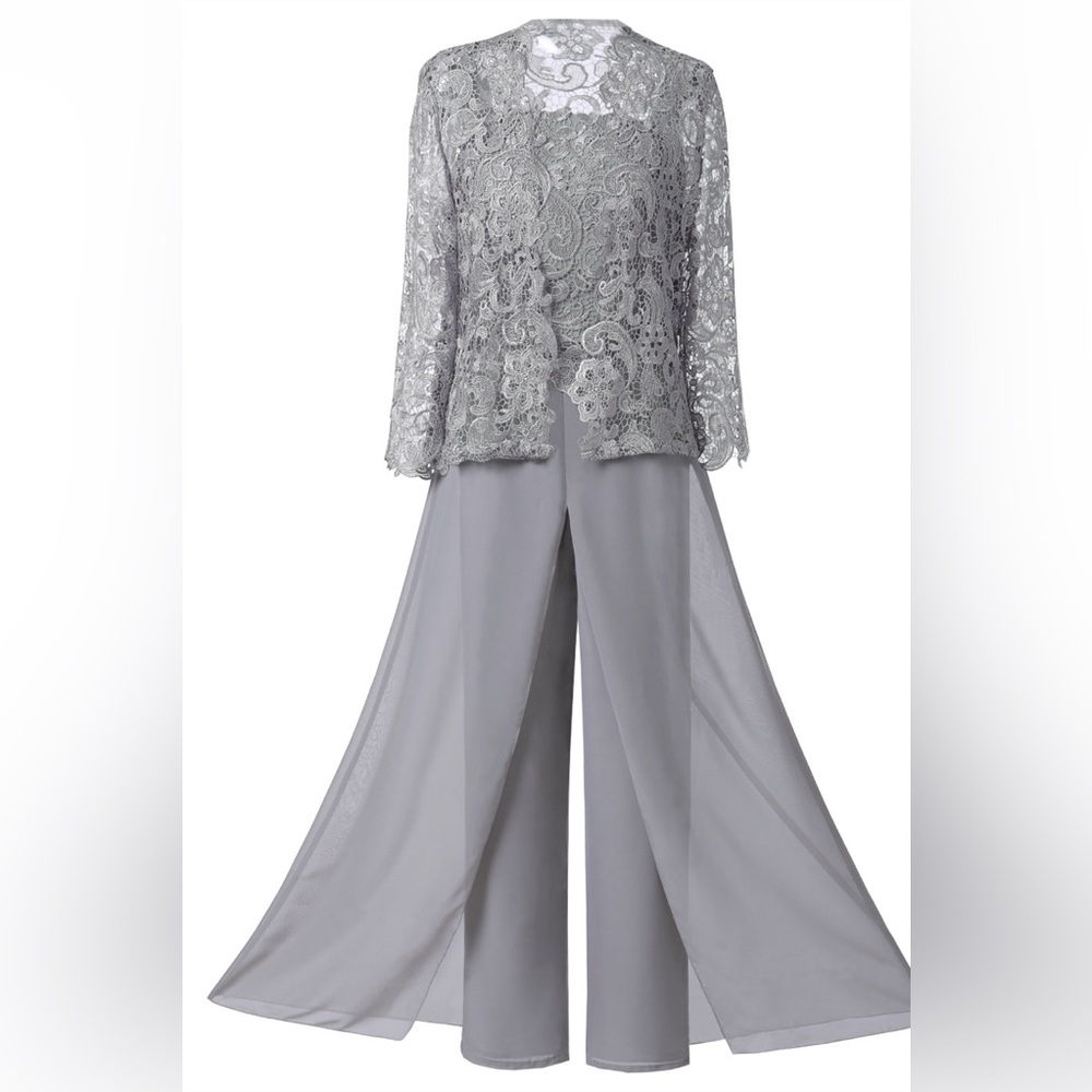R & M Richard’s Formal Wide Leg Pants with Fluttered Panels Women’s Size 10 gray